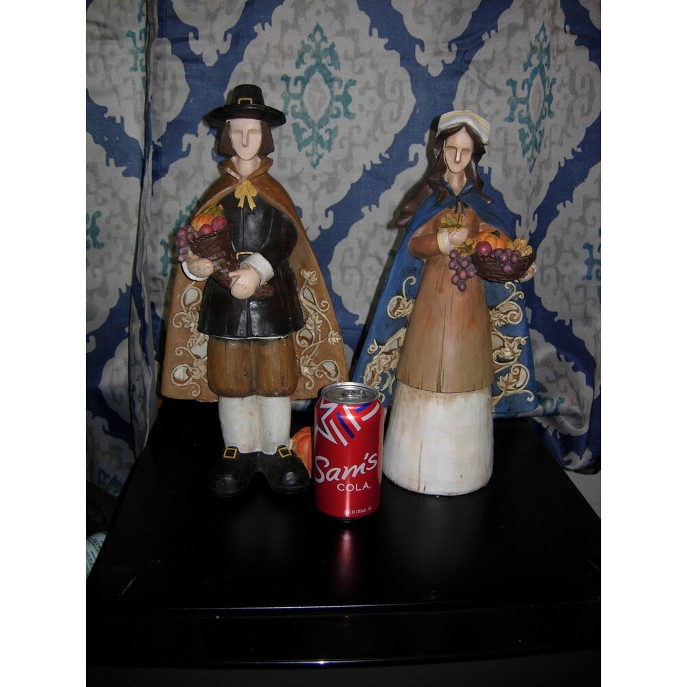 Pilgrim Harvest Thanksgiving Accent Decor Figures Set 16" - Picture 2 of 11